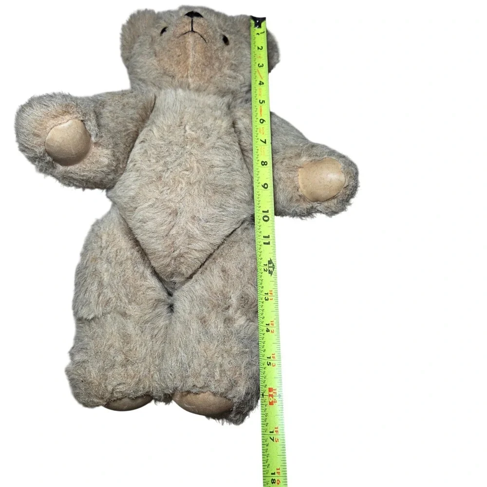 Vtg 1984 Handcrafted Sennebec Teddy Bear Jointed Mohair Wool Leather Plush Toy